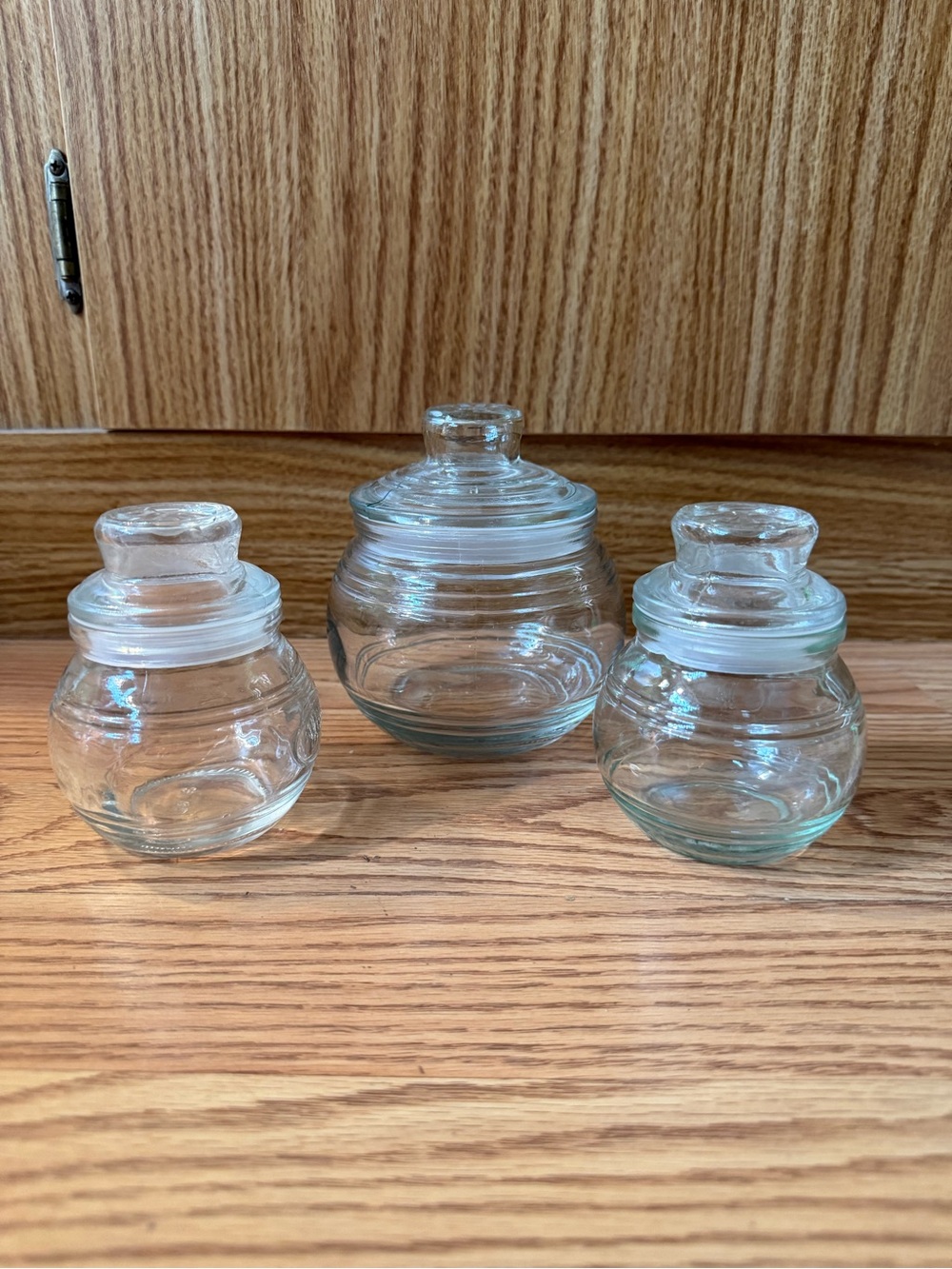 1 Lrg KIG Indonesia clear glass jar featuring a star on lid, 2 other off brand